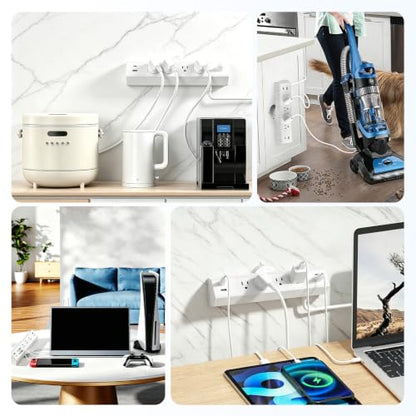Desktop Suction Cup Power Strip 4.9Ft,Table Surge Protector - color: White