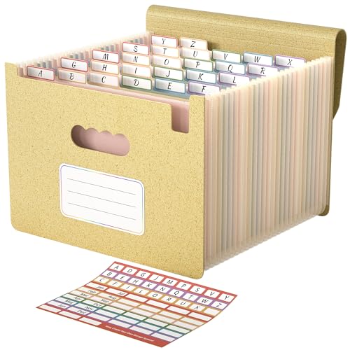 ABC life 26 Pockets Accordion File Organizer, Butter Yellow | Expanding File Folder for Letter/A4 Size, Portable Document Holder with A-Z Tabs for Tax Receipt, School, Home, Office - color: Butter Yellow