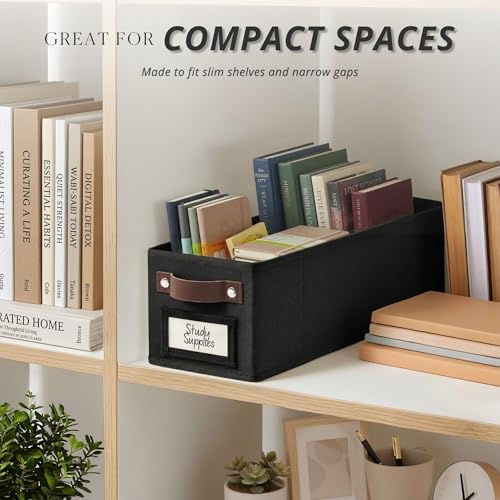 DECOMOMO Narrow Storage Bins, Small Basket with Handles (Black, 4 Pack) - color: Black, size: Narrow / 4pcs