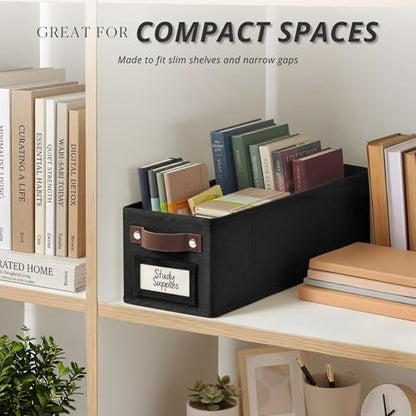 DECOMOMO Narrow Storage Bins, Small Basket with Handles (Black, 4 Pack) - color: Black, size: Narrow / 4pcs