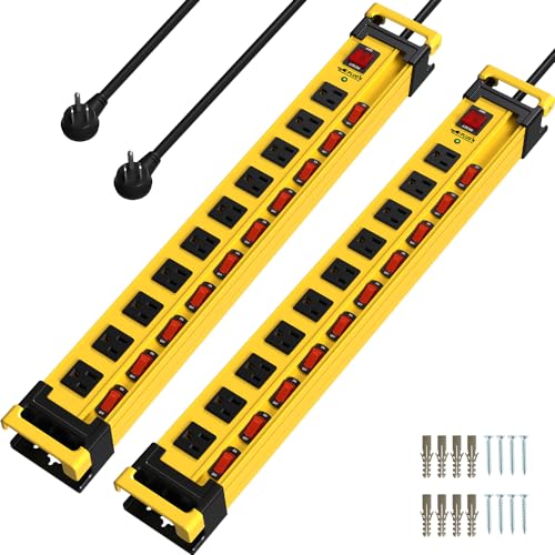 Plug'n 10 Outlet 3300J Surge Protector Power Strip with Individual Switches,Heavy Duty Power Strip with Cord Manager,9FT/14AWG/15AMP/1875W Power Cord,2 Packs - size: 10 Outlet, style: 9FT 2PACKS