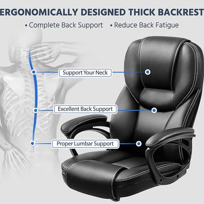 Yaheetech Executive Office Chair High Back PU Leather Adjustable Seat Black - color: Black