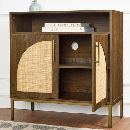 Best Choice Products Rattan Sideboard Buffet Cabinet, Entryway Table, Accent Storage Cabinet, Console Table for Hallway, Living Room, Dining Room - Brown - color: Arched Rattan, Brown