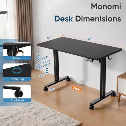 Monomi 48" x24“ Electric Height Adjustable Standing Desk,Black | Ergonomic Home Office Computer Gaming Desks with Memory Presets,Stable Steel Frame,176 lbs Capacity,Easy Assembly - color: Black, size: 48x24