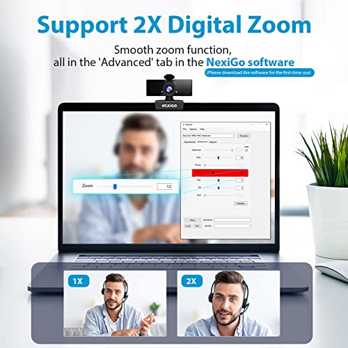 NexiGo N660 1080P Business Webcam, Dual Microphone & Privacy Cover, USB FHD Web Computer Camera, Plug and Play, for Zoom/Skype/Teams/Webex, Laptop MAC PC Desktop - color: Black