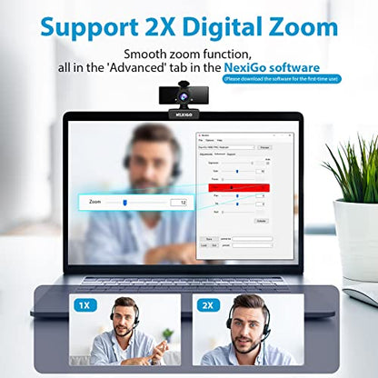 NexiGo N660 1080P Business Webcam, Dual Microphone & Privacy Cover, USB FHD Web Computer Camera, Plug and Play, for Zoom/Skype/Teams/Webex, Laptop MAC PC Desktop - color: Black