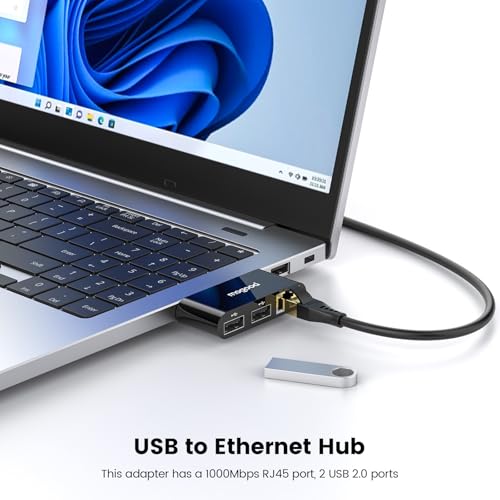 MOGOOD USB to Ethernet Adapter, Type A to Gigabit LAN with 2 USB Ports