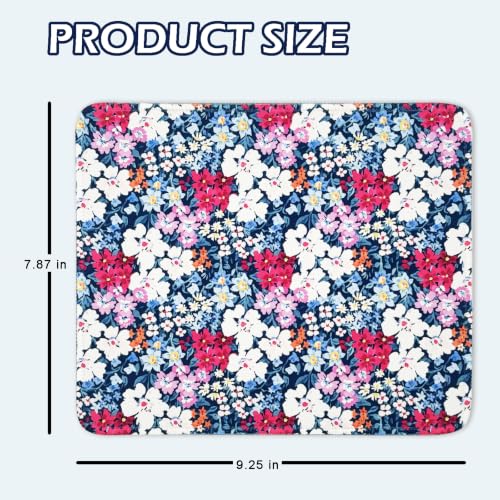 Mouse Pad for Desk with Stitched Edge, Premium Cute Washable Mouse Pads. Computer Mousepad with Non-Slip Rubber Base, Mousepads for Laptop, 9.25x7.75x0.12 inch (Ditsy Blooms) - color: Ditsy Blooms