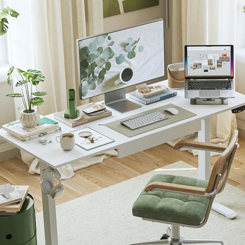 Agilestic 48 * 24 Inch Electric Standing Desk with Under Drawers, White - color: Basic White, size: 48x24 Inch