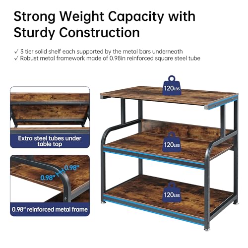 Fannova 32.3" Wide Extra Large Printer Stand with Adjustable Storage Shelf - color: Rustic Brown, size: 32.3"W x 18.9"D x 32.1"H
