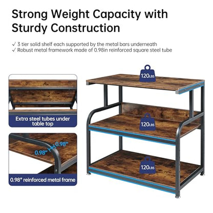 Fannova 32.3" Wide Extra Large Printer Stand with Adjustable Storage Shelf - color: Rustic Brown, size: 32.3"W x 18.9"D x 32.1"H