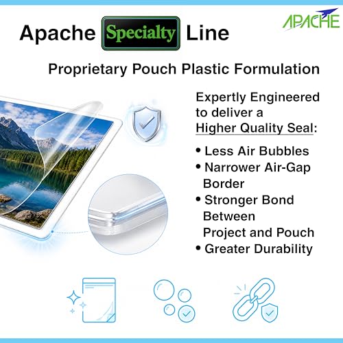Apache Letter Size Laminating Pouches, 16 Mil, 5 Pack, Holds 8.5x11 Inch Projects (9x11.5" Pouch Size), Thermal Laminator Compatible Laminating Sheets, Clear, Round Corners, Elite Specialty Line - size: LETTER 16mil 5 Pack Elite Specialty