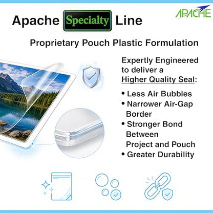 Apache Letter Size Laminating Pouches, 16 Mil, 5 Pack, Holds 8.5x11 Inch Projects (9x11.5" Pouch Size), Thermal Laminator Compatible Laminating Sheets, Clear, Round Corners, Elite Specialty Line - size: LETTER 16mil 5 Pack Elite Specialty
