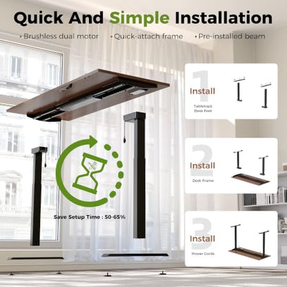 70.9”L-Shape Executive Standing Desk, Snap-Lock &Built-In Power Outlet | Brushless Motor, Smart Controller, Cable Management, Privacy Panel, Movable Cabinet, Home & Corporate Office