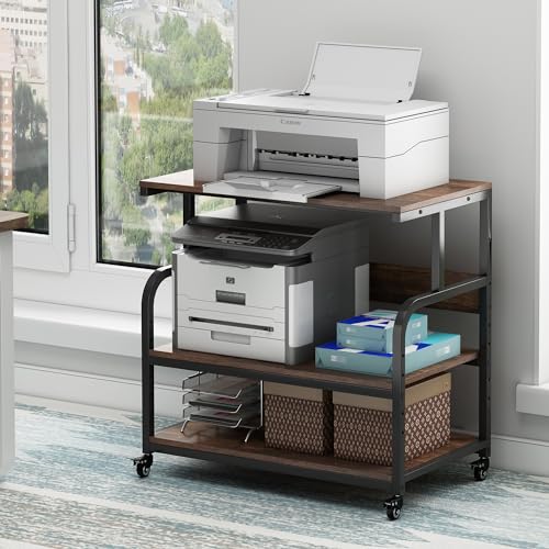 Fannova 32.3" Wide Extra Large Printer Stand with Adjustable Storage Shelf - color: Rustic Brown, size: 32.3"W x 18.9"D x 32.1"H