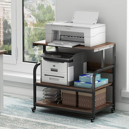 Fannova 32.3" Wide Extra Large Printer Stand with Adjustable Storage Shelf - color: Rustic Brown, size: 32.3"W x 18.9"D x 32.1"H