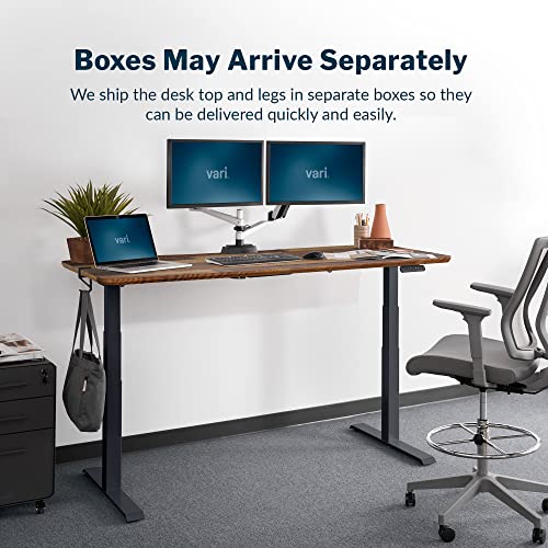 Vari Classic Electric Standing Desk – 72x30 – Reclaimed Wood/Slate - color: Reclaimed Wood / Slate Legs, size: 72 in x 30 in