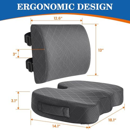 Back&Seat Cushion, Chair Cushions, Lumbar Back Support Pillow, Grey/Large - color: Grey, size: Large