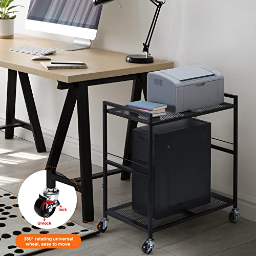 Computer Tower Stand with Wheels, Metal PC Stand for Floor Carpet, Black - color: Black
