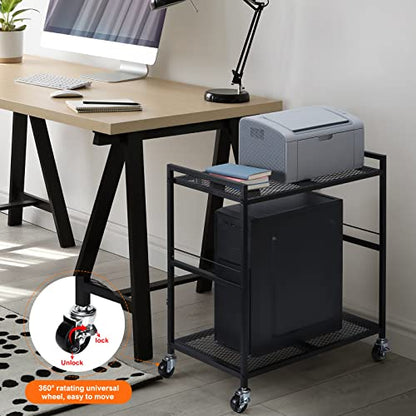 Computer Tower Stand with Wheels, Metal PC Stand for Floor Carpet, Black - color: Black
