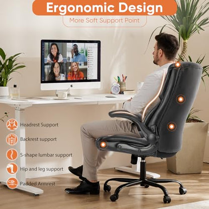 Sweetcrispy Computer Desk Chair, Lumbar Support Video Game Chair PU Leather - color: Inky, style: 1 Pack