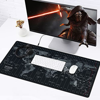 JIALONG Large Gaming Mouse Pad Extended Desk Mat XXL Mousepad with Non-Slip Keyboard Pad for Office Laptop, Computer and PC - 35.4 x 15.7 inches World Map - color: World Map
