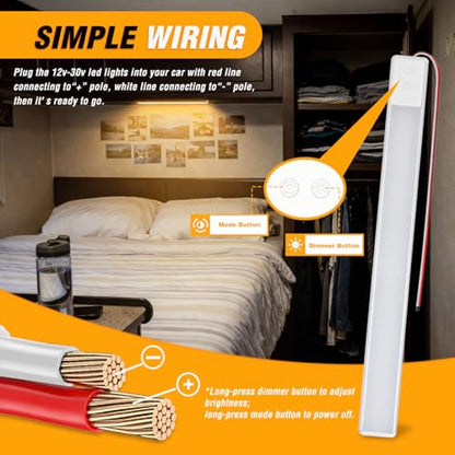 Nilight LED Interior Light Bar 4PCS 16.5 Inch Dimmable Strip Lights - color: 3 Color Interior Lights-16.5" 4PCS