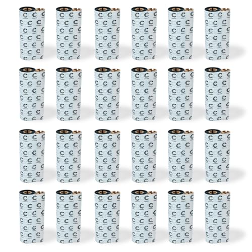 Enhanced Wax Thermal Transfer Ribbon, 4.33'' x 244', 24 Rolls | 110mm x 74m Black Barcode Label Printer Ribbon with 0.5 In Core for Zebra Desktop Printers, Crisp, Durable Print Quality - size: 24 Rolls-4.33''x244'
