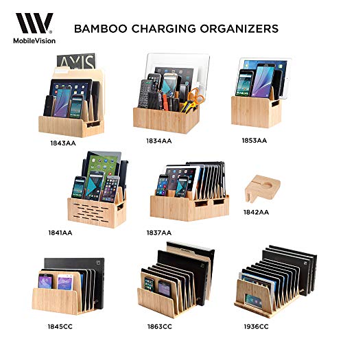 MobileVision Bamboo Multi Device Organizer for Smartphones, Tablets and Laptops, 5 Slots - color: 5 -Slot Stand