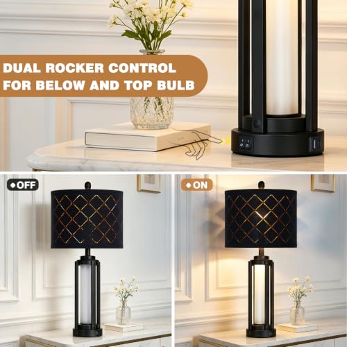 Lolikit 28" Tall Modern Table Lamps Set of 2 for Living Room Bedroom - color: Black - 28"H