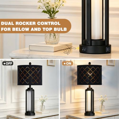 Lolikit 28" Tall Modern Table Lamps Set of 2 for Living Room Bedroom - color: Black - 28"H