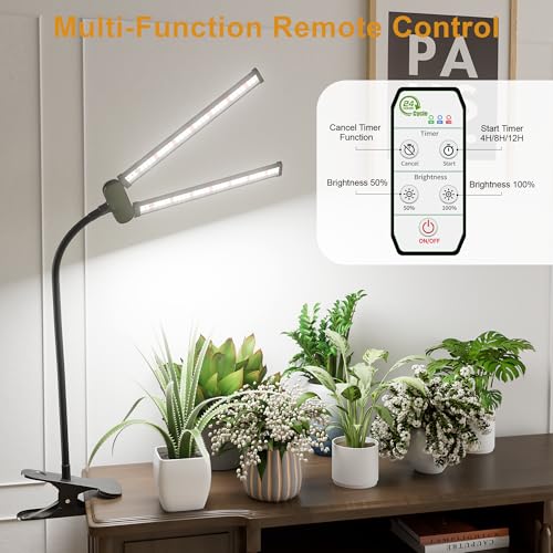 LED Grow Light, 6000K White Full Spectrum Clip Plant Growing Lamp | with Rotatable Dual Head for Indoor Desk Plants,Dimmable & Timer 4/8/12H,High Power Output for Faster Growth,1-Head - size: 1 Tube