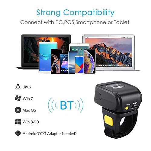 Eyoyo Portable Mini 1D UPC Wireless Wearable Ring Finger Barcode Scanner