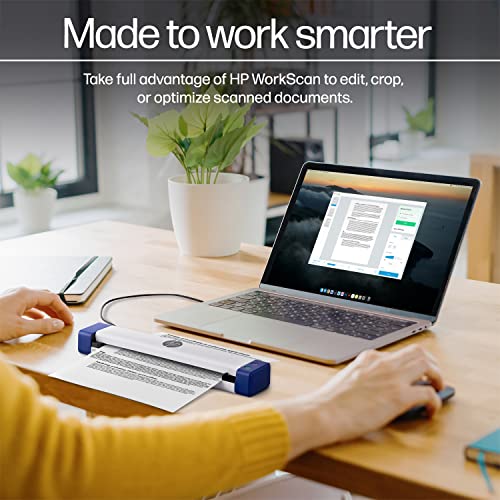 HP Small USB Document & Photo Scanner for Portable 1-Sided Sheetfed Digital Scanning, Model HPPS100, for Home, Office & Business, PC and Mac Compatible, HP WorkScan Software Included | Bag-Ready for Home, Office & Travel, 15 ppm for Small-Medium Batches,