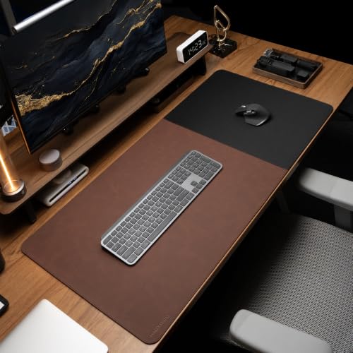 HAUTOCO Cork Desk Mat 31.5"x15.7", Distressed PU Leather & Cloth Desk Pad - color: Brown, size: 31.5" x 15.7"