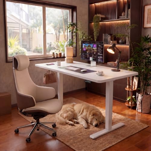 Furmax 48 Inches Electric Height Adjustable Standing Desk Home Office Desk - color: White, size: 48 Inch