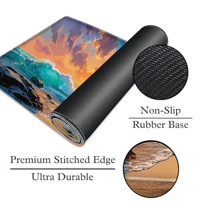 L&B Mercantile American Flag XXL Deskpad, Desk Mat for Computer Keyboard and Mouse – Patriotic USA Gaming Mousepad, Extra Long XL Mouse Pad for Laptop Office Desk. (Beach Sunset) - color: Beach Sunset