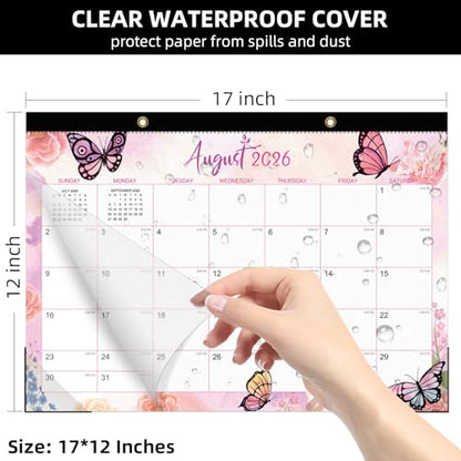 Tcamp Desk Calendar 2026-2027, Large Desktop/Wall Monthly Calendar - color: Colorful-Butterflies, size: 17"x12"(Jul 2026-Dec 2027)