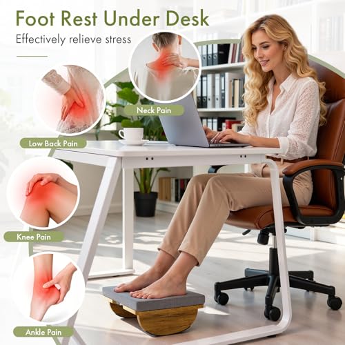 Wooden Under Desk Foot Rest with Detachable Cushion - size: Single Layer-With Cushion