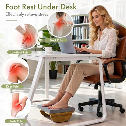 Wooden Under Desk Foot Rest with Detachable Cushion - size: Single Layer-With Cushion