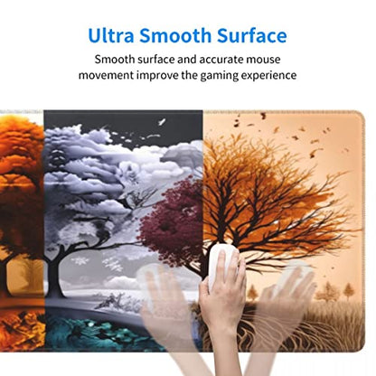 Desk Pad,Office Desk Mat 31.5"×11.8" Large Gaming Mouse Pad,Durable Extended Computer Mouse Pad,Waterproof Thick Big Mouse Pads with Non-Slip Rubber Base Office Home Four Seasons Tree - color: Xl01-01 Four Seasons Tree, size: 31.5 x 11.8 in