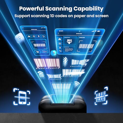 Eyoyo Mini Barcode Scanner Wireless: Portable 3-in-1 Bluetooth Bar Code Scanner with Battery Level Indicator, USB CCD Image Reader for Small Business Compatible with iPhone iPad Android POS Computer - color: Gray