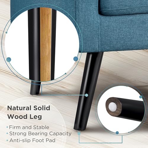 Yaheetech Mid Century Accent Chairs Set of 2 Living Room Chairs Navy Blue | Linen-Like Upholstered Sillones Para Sala, Modern Reading Nook Chairs, Button Tufted Back, Rubberwood Legs, Bedroom Office - color: Navy Blue, size: set of 2