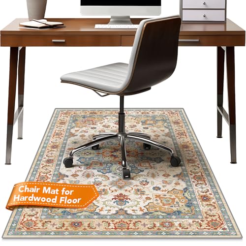 Office Chair Mat for Hardwood Floors - 48X35.5” Desk Chair Mat for Rolling Chair, Under Desk Rug Protects Hard Floors from Damage, Low Pile Floor Protector for Rolling Chair, Non-Slip