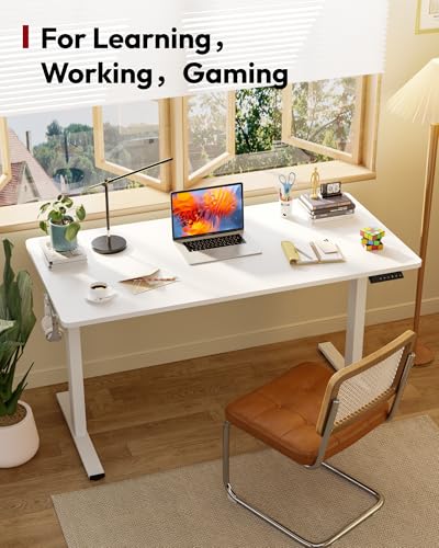 SANODESK One-Piece Electric Height Adjustable Standing Desk 40''x 24'' - color: White Frame+white Top, size: 40x24"