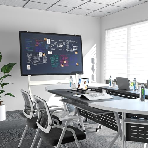 Mobile LCD Writing Board with Stand,50x34 Inch Rolling White Board on Wheels,Portable Message Blackboard Rolling Whiteboard for Office Home Outdoor,Height Adjustable 60-72"