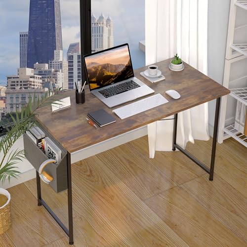 YSSOA Computer Desk Home Office Work Study Writing Modern Simple Table with Headphone Hooks - color: Deep Brown, size: 47 Inch