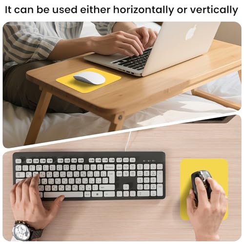 Small Mouse Pad 6 x 8 Inch, Horizontal and Vertical Flexible use. Great for Traveling, Wireless laptops, Keyboard Trays, Offices, etc. (Yellow) - color: yellow