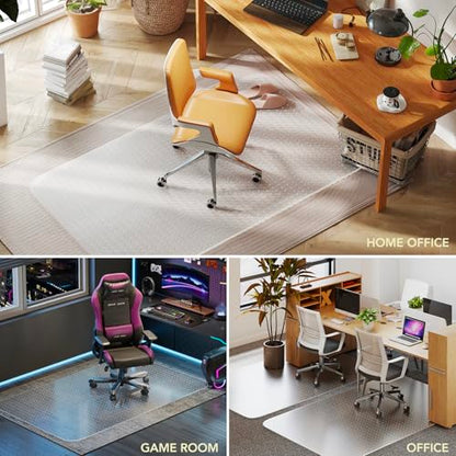 Office Chair Mat for Low Pile Carpet, 46" x 72" Clear Plastic | Floor Protector Heavy Duty Desk Chair Mat for Rolling Chairs, Smooth Glide Computer Mat for Home Office - size: 46"x72"