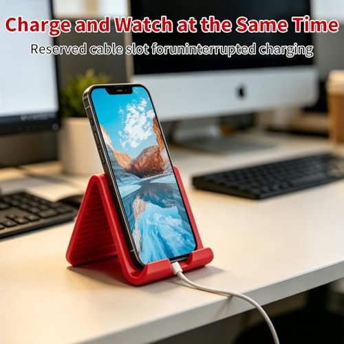 Silicone Phone Stand - Foldable Aluminum Phone Holder, Folded into Any Shape, Portable Rollable Multi-Angle Stand, Anti-Slip Desktop Stand for All Mobile Phones Tablet Laptop (Hot Pink) - color: Hot Pink